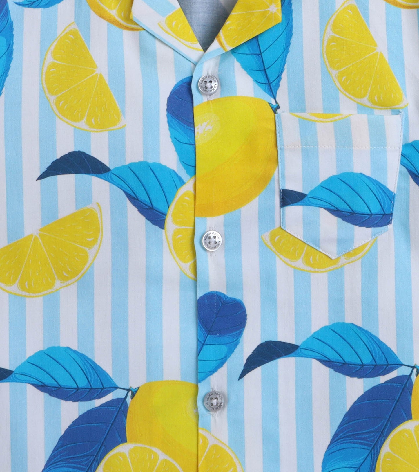 Striped Lemon Digital printed Shirt with Blue solid Shorts