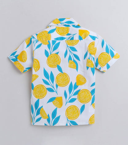 Sweet Lime Digital printed Shirt with Blue solid Shorts