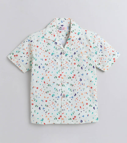 Tiny Dots Digital printed Shirt with White solid Shorts