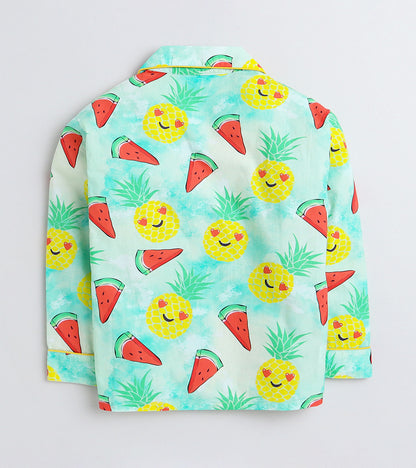 Watermelons and Smiley Pineapple Printed Night Suit Set