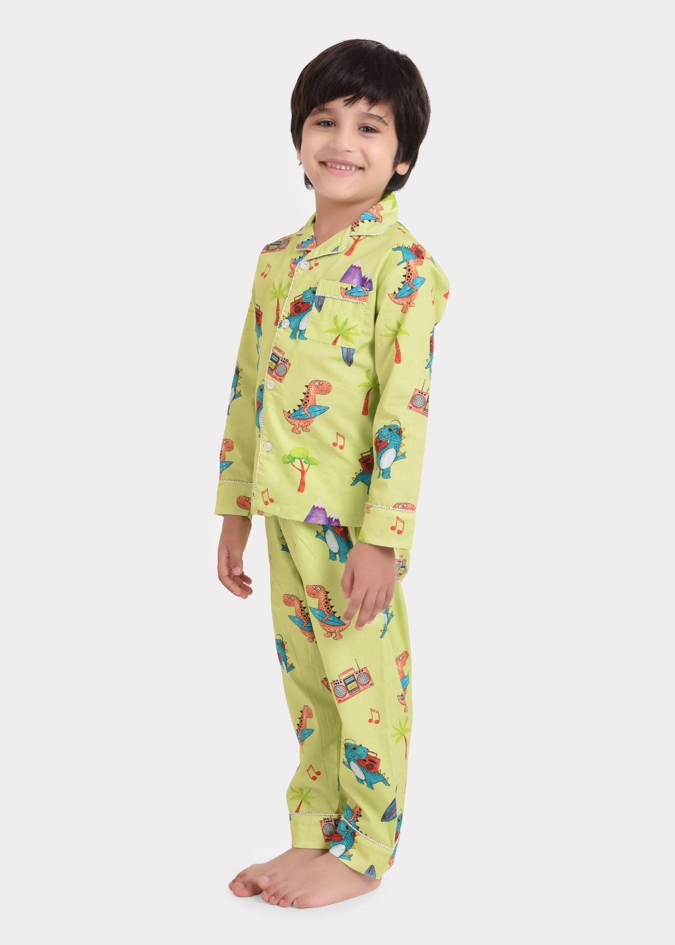 Dino On Beach Printed Night Suit Set