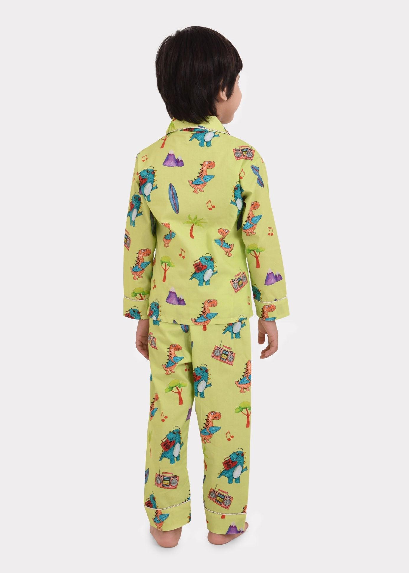 Dino On Beach Printed Night Suit Set