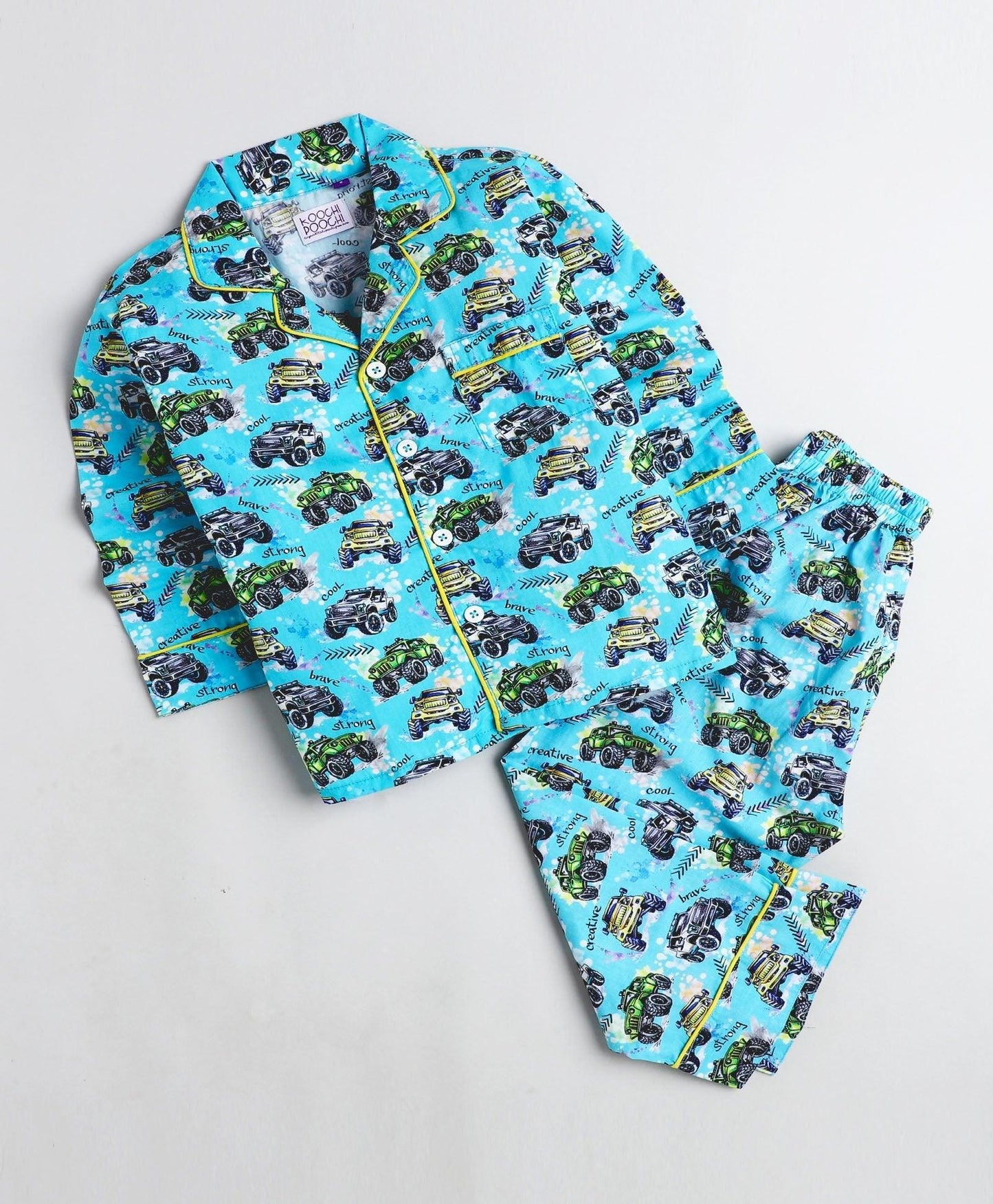 Thundering Cars Printed Night Suit Set